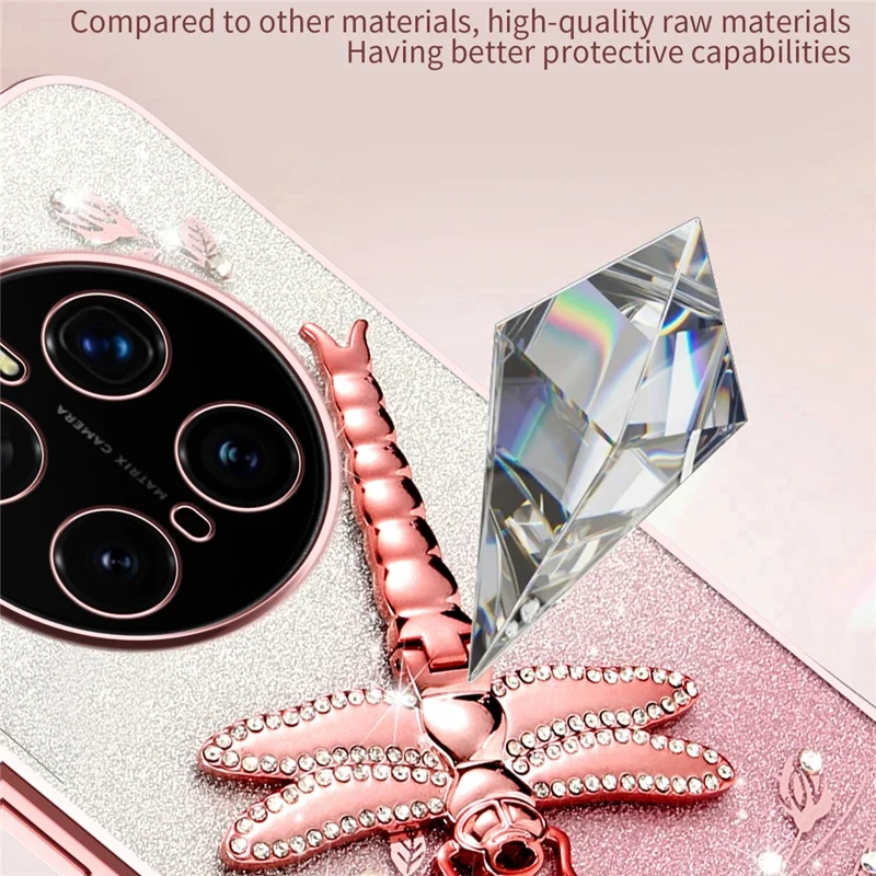 Funda KADEM para Honor Magic7 Pro 5G con Soporte Tipo Libélula, TPU con Flores y Purpurina - Rosa