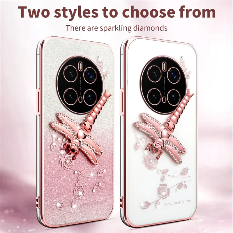 Funda KADEM para Honor Magic7 Pro 5G con Soporte Tipo Libélula, TPU con Flores y Purpurina - Rosa