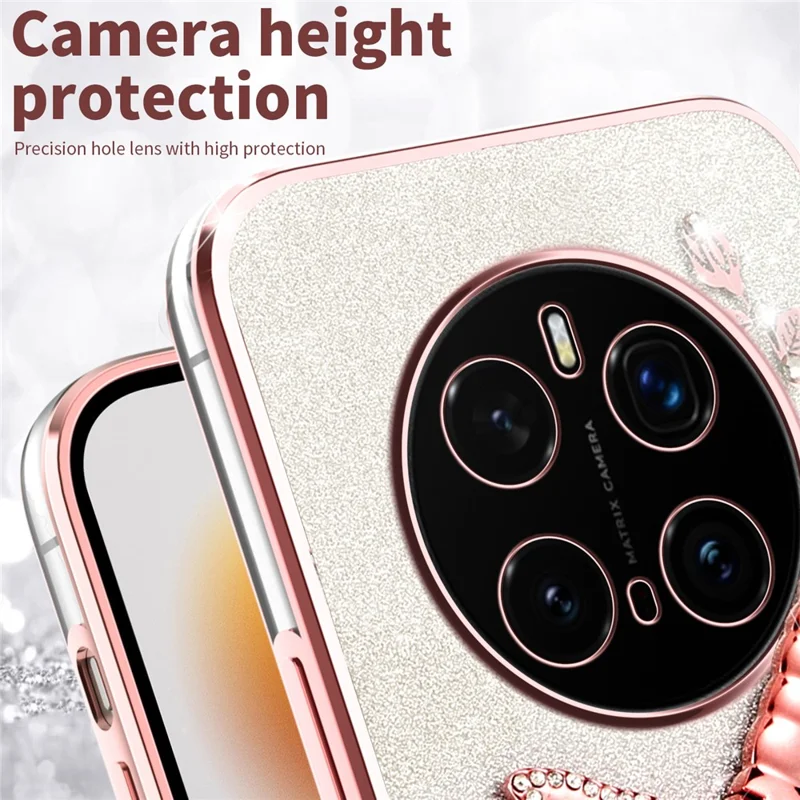 Funda KADEM para Honor Magic7 Pro 5G con Soporte Tipo Libélula, TPU con Flores y Purpurina - Rosa