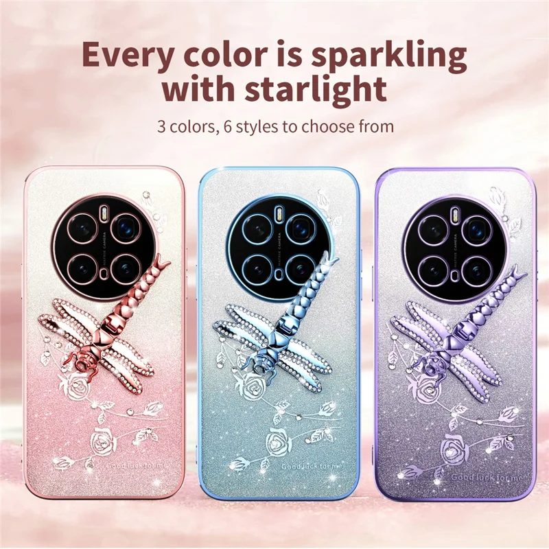 Funda KADEM para Honor Magic7 Pro 5G con Soporte Tipo Libélula, TPU con Flores y Purpurina - Rosa