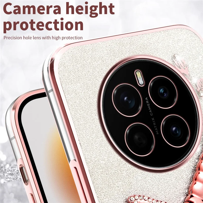 KADEM For Honor Magic7 5G Case Dragonfly Kickstand TPU Flowers Glitter Phone Cover - Pink