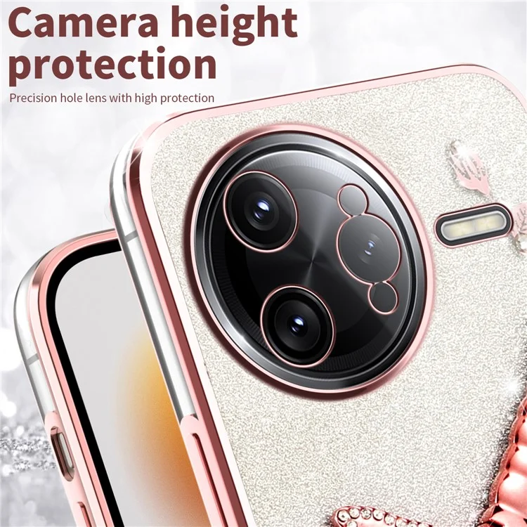 KADEM Para Xiaomi Redmi K80 Pro 5G Funda Libélula Soporte TPU Flores Purpurina Funda de Teléfono - Rosa