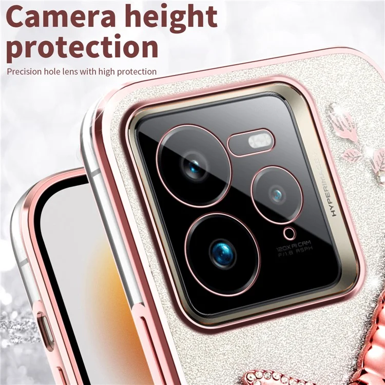KADEM для Realme GT 7 Pro 5G Чехол Стрекоза Подставка TPU Цветы Блестки Чехол для телефона - Розовый