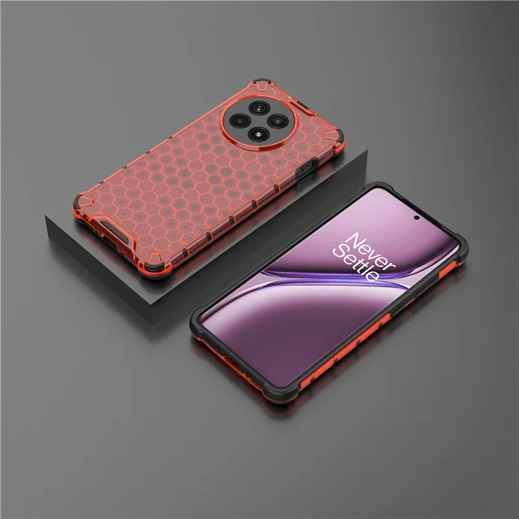 Étui pour OnePlus 13R 5G / Ace 5 5G / Ace 5 Pro 5G Forme Nid d'Abeille PC + TPU - Rouge