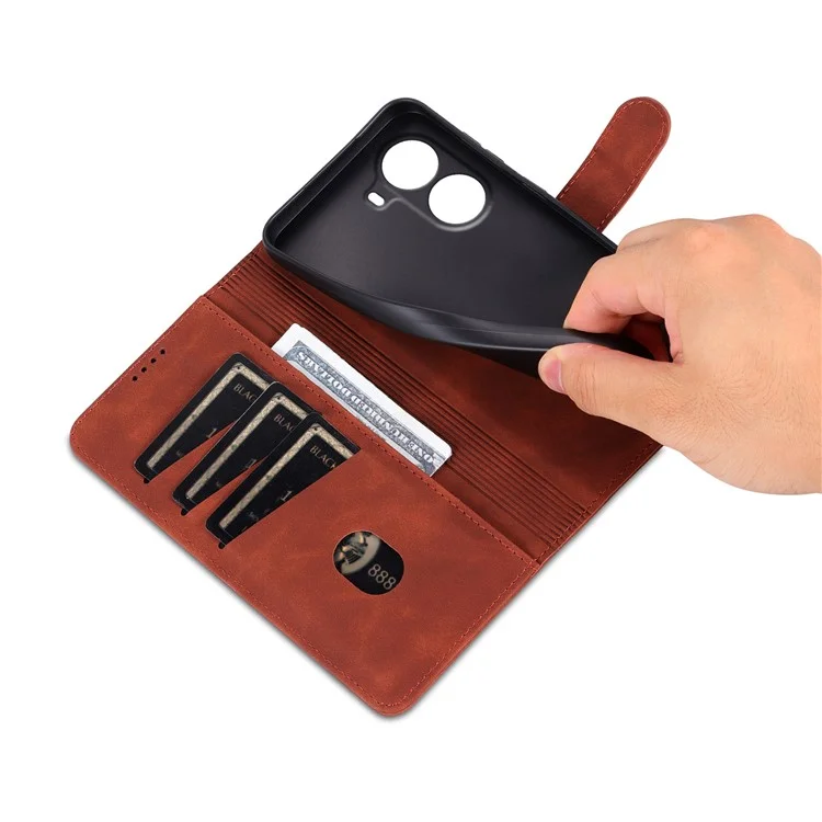 AZNS For Xiaomi Redmi Turbo 4 5G  /  Poco X7 Pro 5G Case PU Leather Wallet Phone Cover - Brown