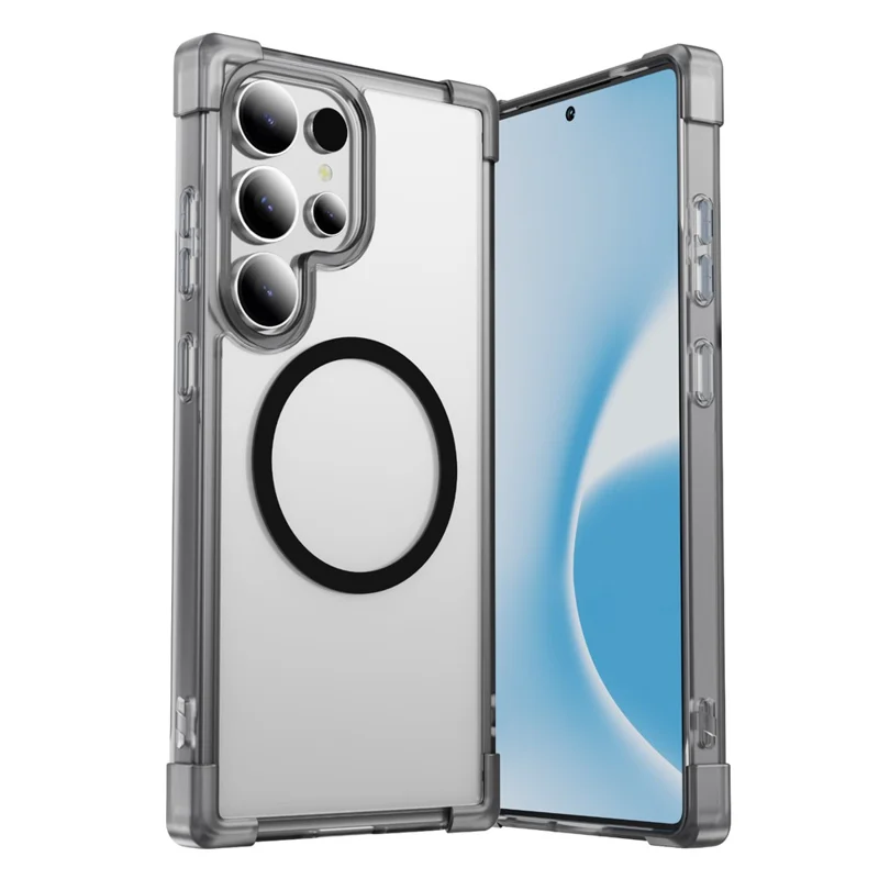Étui pour Samsung Galaxy S24 Ultra Compatible avec MagSafe Coins renforcés TPU + Couverture arrière acrylique - Noir transparent