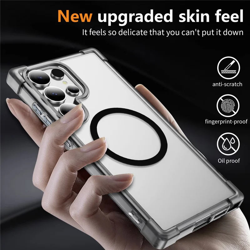 Étui pour Samsung Galaxy S24 Ultra Compatible avec MagSafe Coins renforcés TPU + Couverture arrière acrylique - Noir transparent
