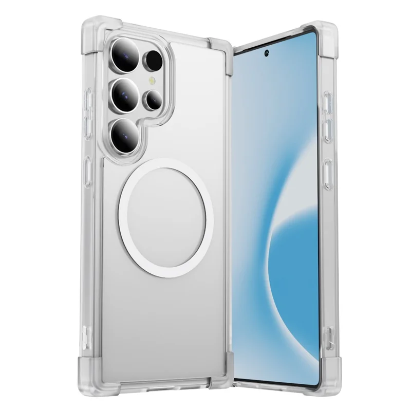 For Samsung Galaxy S24 Ultra Magnetic Case Reinforced Corners TPU + Acrylic Back Cover - Transparent