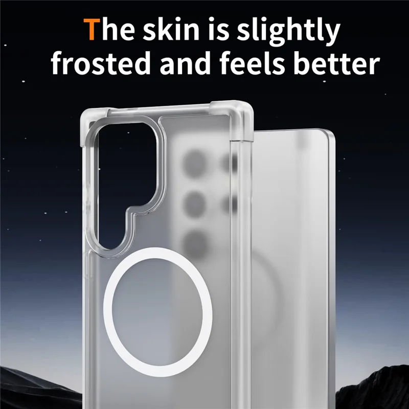For Samsung Galaxy S24 Ultra Magnetic Case Reinforced Corners TPU + Acrylic Back Cover - Transparent