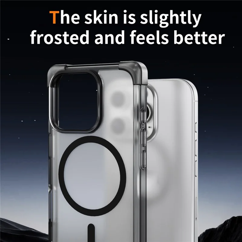 For iPhone 16 Pro Case Compatible with MagSafe Reinforced Corners TPU + Acrylic Back Cover - Transparent Black