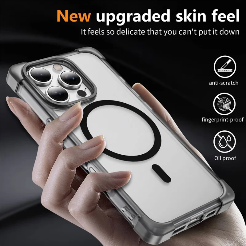 For iPhone 16 Pro Case Compatible with MagSafe Reinforced Corners TPU + Acrylic Back Cover - Transparent Black