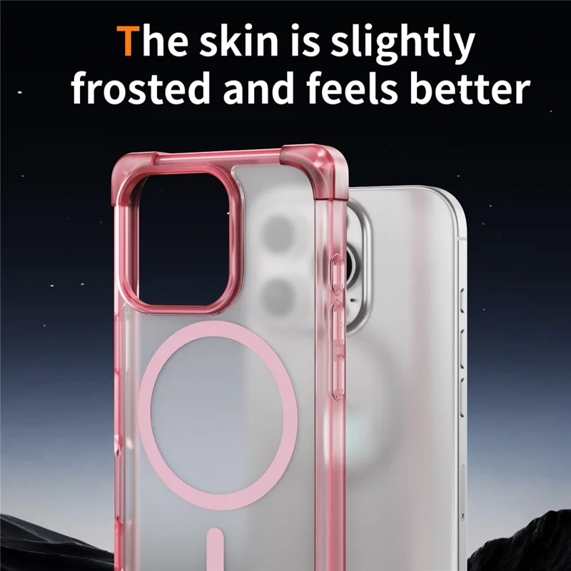 For iPhone 16 Pro Max Case Compatible with MagSafe Reinforced Corners TPU + Acrylic Back Cover - Transparent Pink