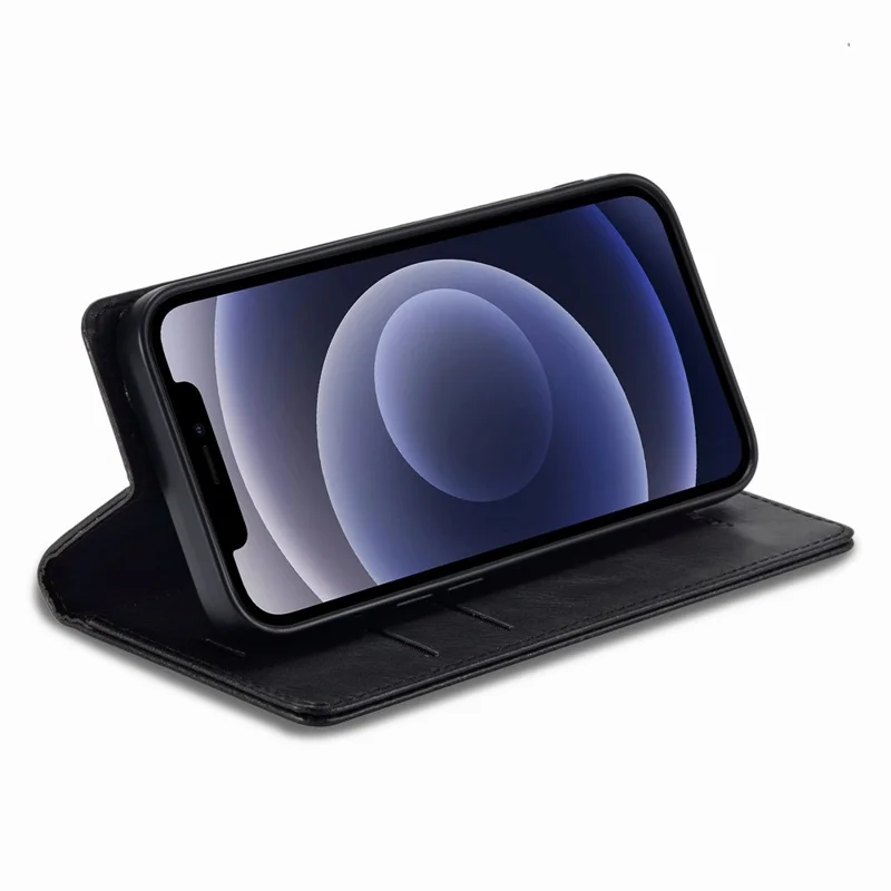 LC.IMEEKE For iPhone 11 6.1 inch RFID Blocking Cell Phone Case PU Leather Wallet Stand Magnetic Auto-absorbed Protective Phone Cover - Black