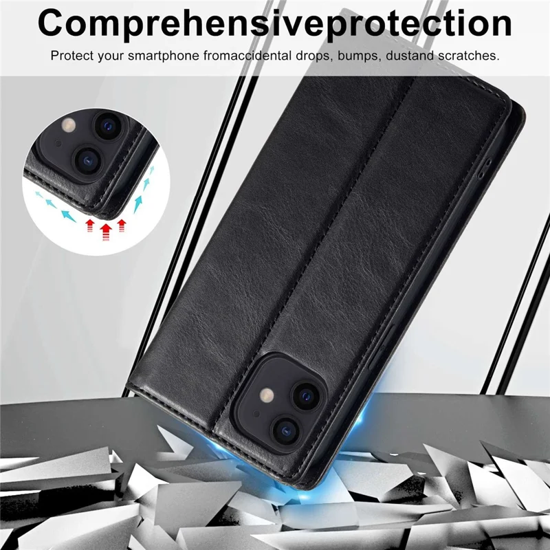 LC.IMEEKE For iPhone 11 6.1 inch RFID Blocking Cell Phone Case PU Leather Wallet Stand Magnetic Auto-absorbed Protective Phone Cover - Black