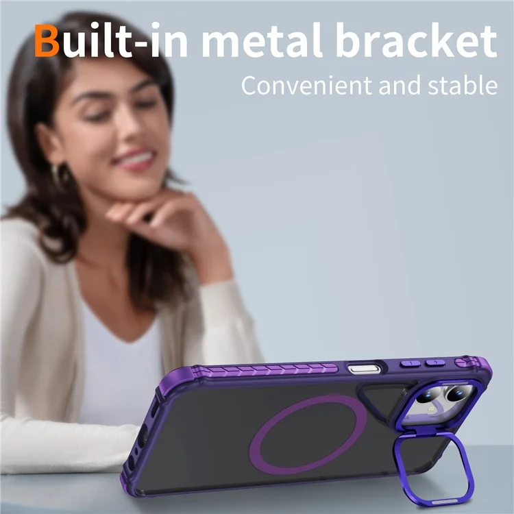 Per Samsung Galaxy A06 Custodia con Supporto per Obiettivo Opaco Custodia Posteriore per Telefono Compatibile con MagSafe - Viola