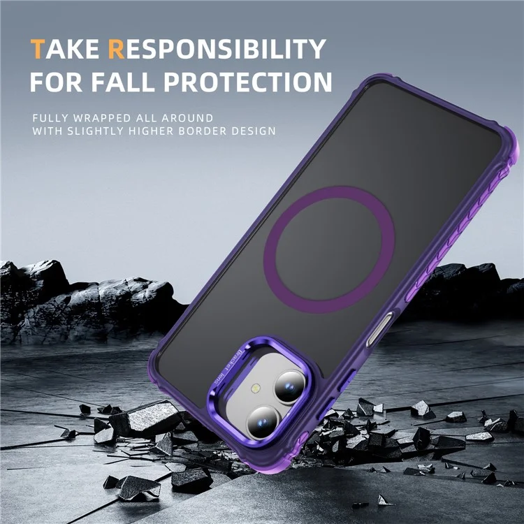 Per Samsung Galaxy A06 Custodia con Supporto per Obiettivo Opaco Custodia Posteriore per Telefono Compatibile con MagSafe - Viola