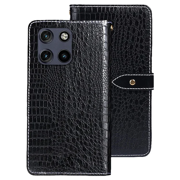 IDEWEI For Motorola Moto G Stylus 5G (2025) Case Crocodile Texture PU Leather Flip Phone Cover - Black