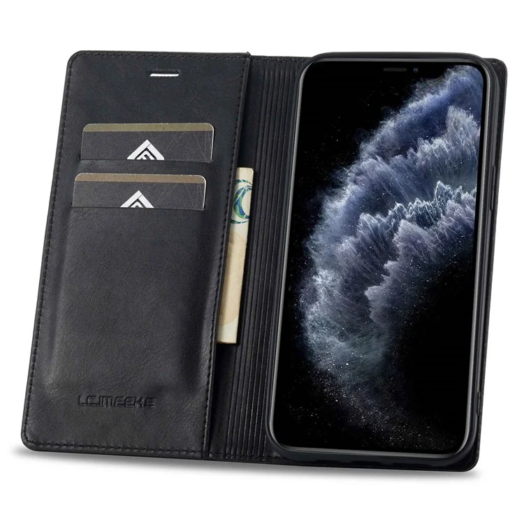 LC.IMEEKE Anti-drop Phone Cover For iPhone 11 Pro 5.8 inch, RFID Blocking Magnetic Auto Closing Phone Flip Leather Wallet Case Stand - Black