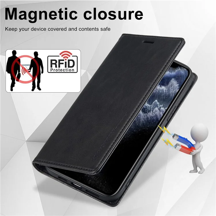LC.IMEEKE Anti-drop Phone Cover For iPhone 11 Pro 5.8 inch, RFID Blocking Magnetic Auto Closing Phone Flip Leather Wallet Case Stand - Black