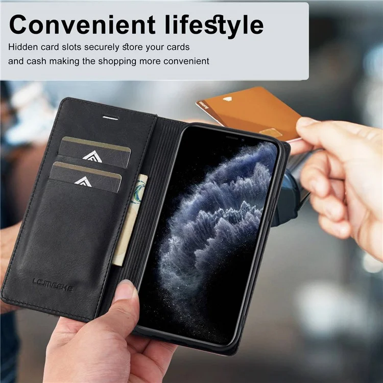 LC.IMEEKE Anti-drop Phone Cover For iPhone 11 Pro 5.8 inch, RFID Blocking Magnetic Auto Closing Phone Flip Leather Wallet Case Stand - Black
