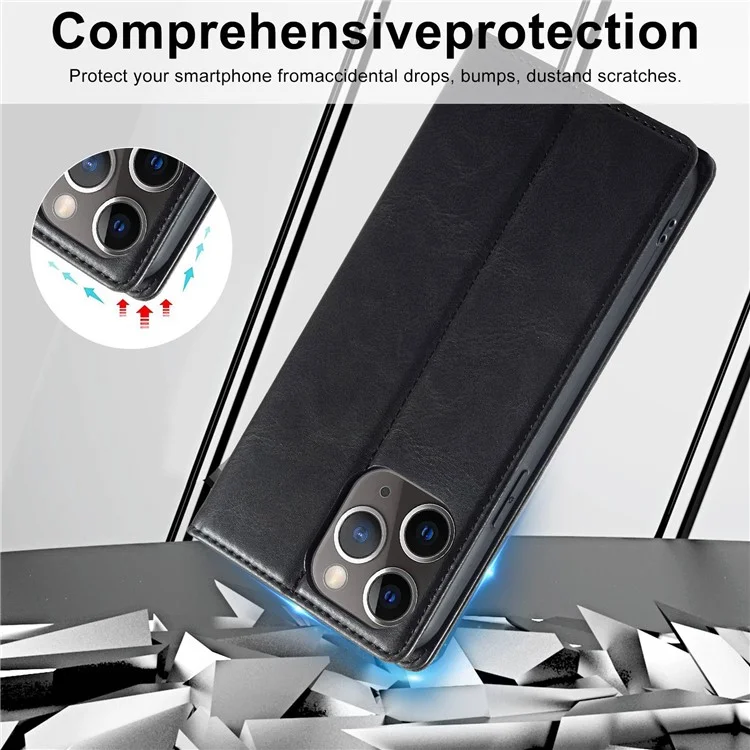 LC.IMEEKE Anti-drop Phone Cover For iPhone 11 Pro 5.8 inch, RFID Blocking Magnetic Auto Closing Phone Flip Leather Wallet Case Stand - Black