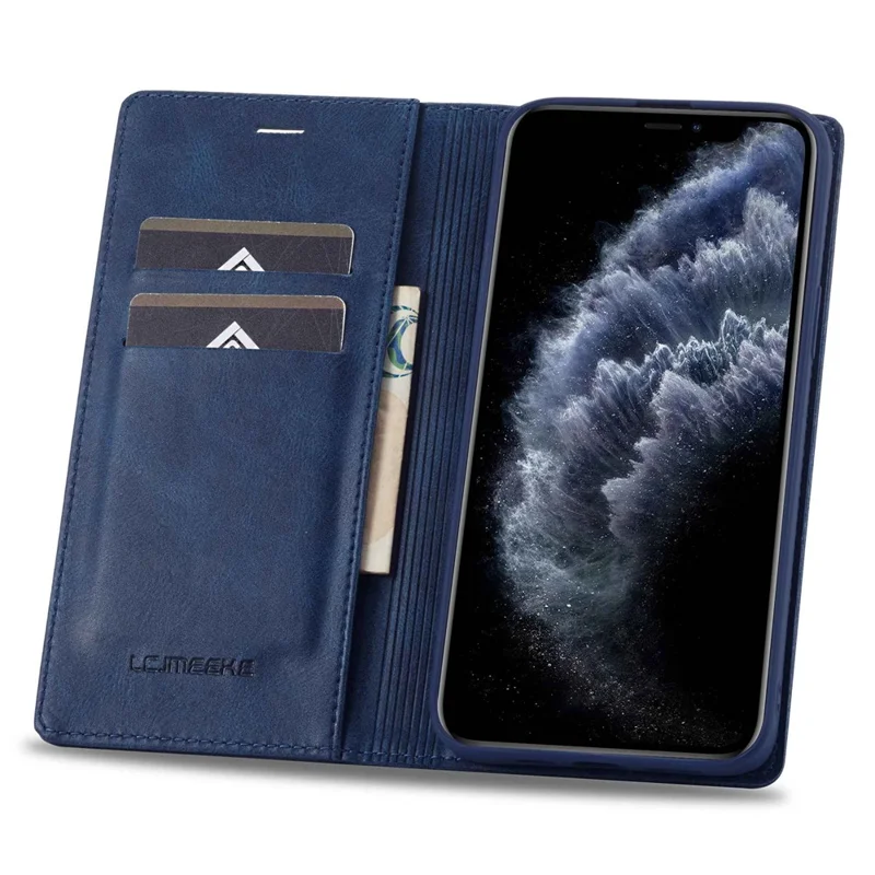 LC.IMEEKE Anti-drop Phone Cover For iPhone 11 Pro 5.8 inch, RFID Blocking Magnetic Auto Closing Phone Flip Leather Wallet Case Stand - Blue