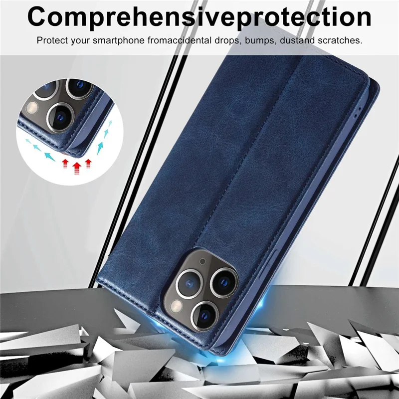 LC.IMEEKE Anti-drop Phone Cover For iPhone 11 Pro 5.8 inch, RFID Blocking Magnetic Auto Closing Phone Flip Leather Wallet Case Stand - Blue