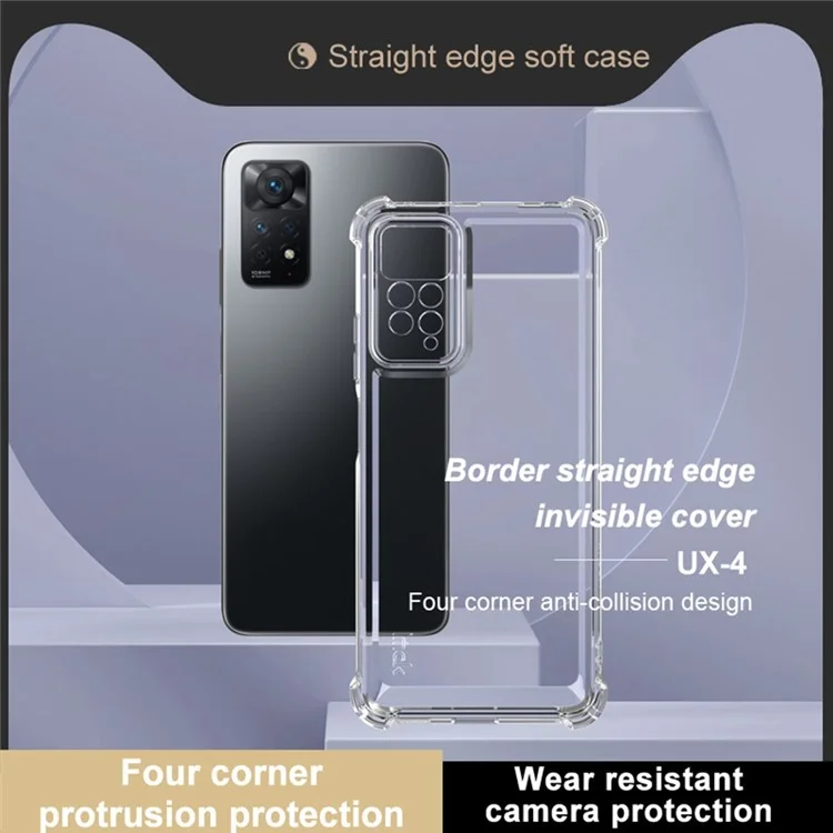 Étui TPU IMAK UX-4 pour Xiaomi Redmi Note 11E Pro 5G / Note 11 Pro 5G (Qualcomm) / Note 11 Pro 4G (Mediatek) / Note 11 Pro+ 5G (Indi Coque de protection transparente pour téléphone