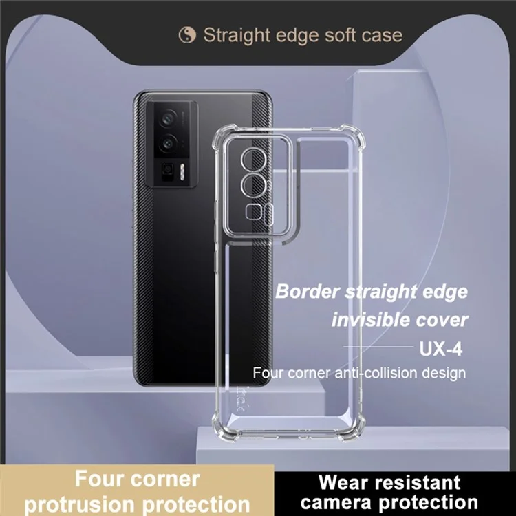 Cover TPU IMAK UX-4 per Xiaomi Redmi K60 Pro 5G / K60 5G / Poco F5 Pro 5G con Cornice Dritta Trasparente