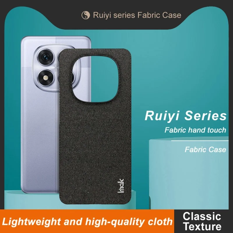 IMAK Ruiyi Series for Xiaomi Redmi Note 14 Pro 5G / Poco X7 5G Case Fabric Texture Leather+PC Phone Back Cover - Black