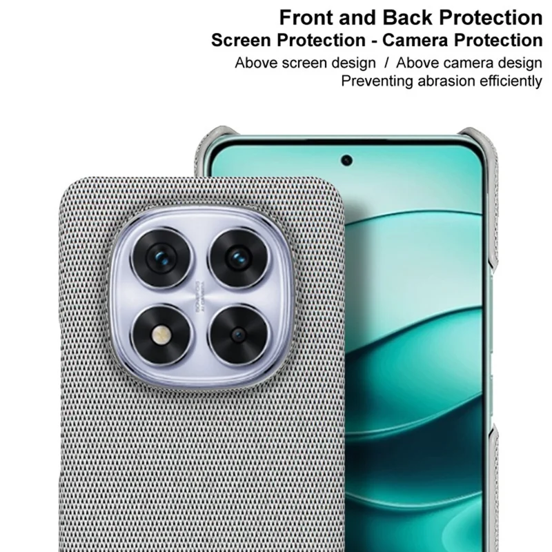 IMAK Ruiyi Series for Xiaomi Redmi Note 14 Pro 5G / Poco X7 5G Case Fabric Texture Leather+PC Phone Back Cover - Black