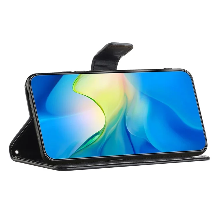 Custodia Per Telefono Per Samsung Galaxy A23e / A23S, Portafoglio di Copertura Del Telefono Antidrotellico in Pelle Con Fiore di Farfalla Con Cinghia Con Cinturino - Nero