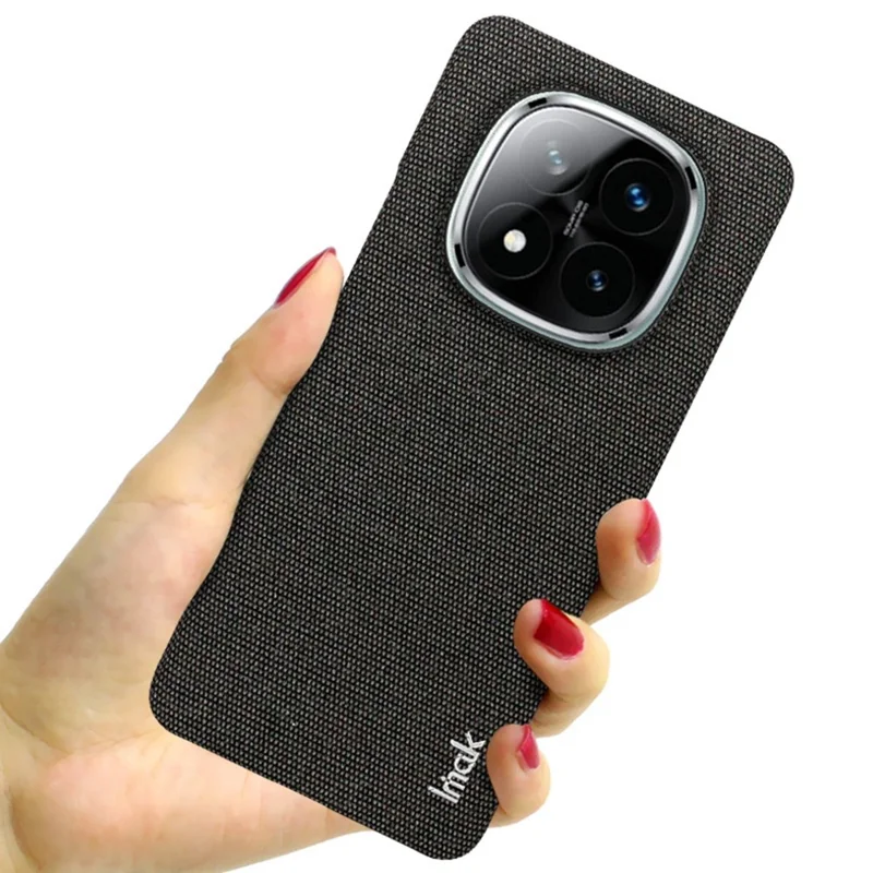 IMAK Ruiyi Series for Xiaomi Redmi Note 14 Pro+ 5G Case Fabric Texture Leather+PC Phone Back Cover - Black