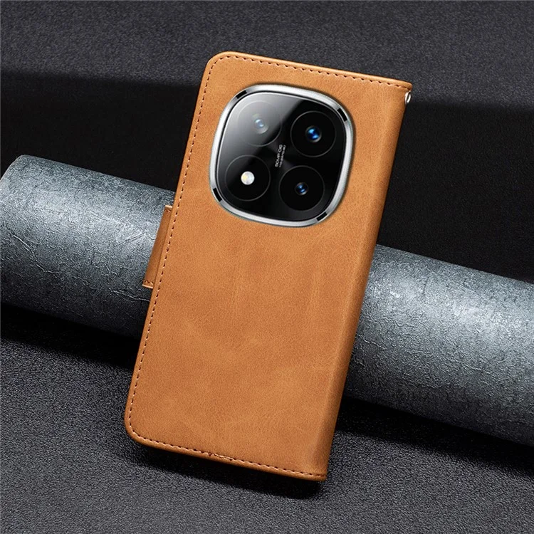 Per Xiaomi Redmi Note 14 Pro 4G Custodia Antiurto in Pelle PU con Portafoglio e Slot per Schede - Giallo