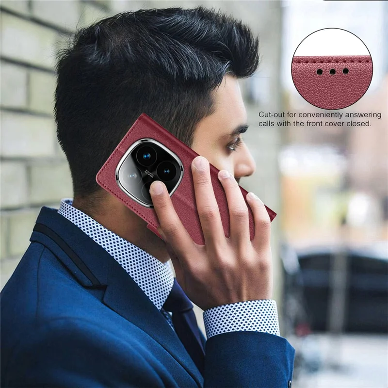 BINFEN COLOR BF32 Capa Carteira de Couro com Bloqueio RFID para Xiaomi Redmi Note 14 Pro 4G - Vermelho