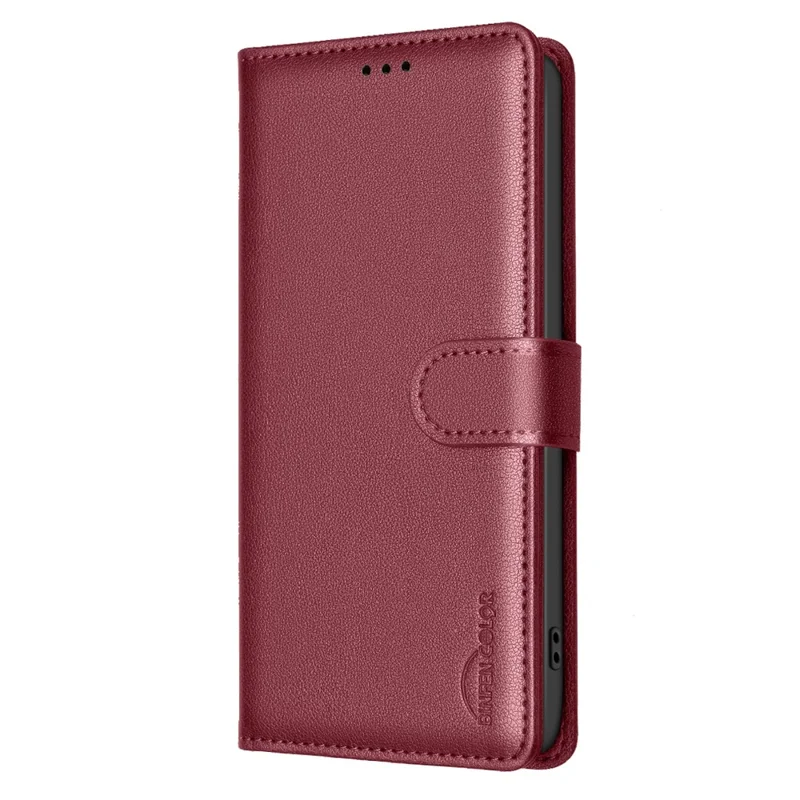 BINFEN COLOR BF32 Capa Carteira de Couro com Bloqueio RFID para Xiaomi Redmi Note 14 Pro 4G - Vermelho