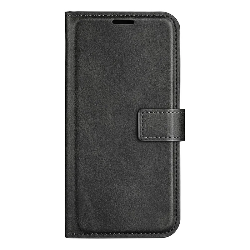 For Xiaomi Redmi Note 14 4G (163.25mm) Stand Case Anti-Scratch Calf Texture Leather Phone Cover - Black