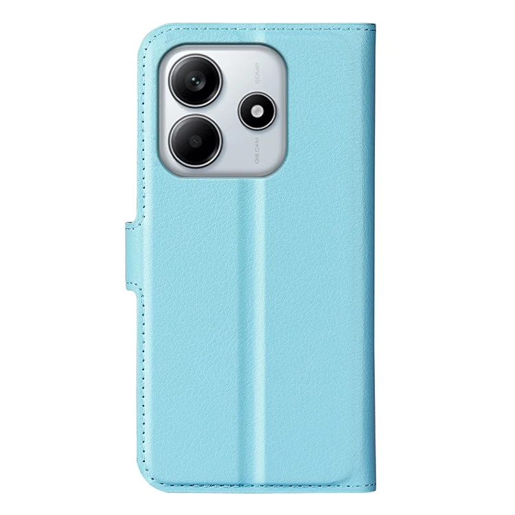 For Xiaomi Redmi Note 14 4G (163.25x76.55x8.16mm) Case Litchi Texture Shockproof Leather Wallet Phone Cover - Blue