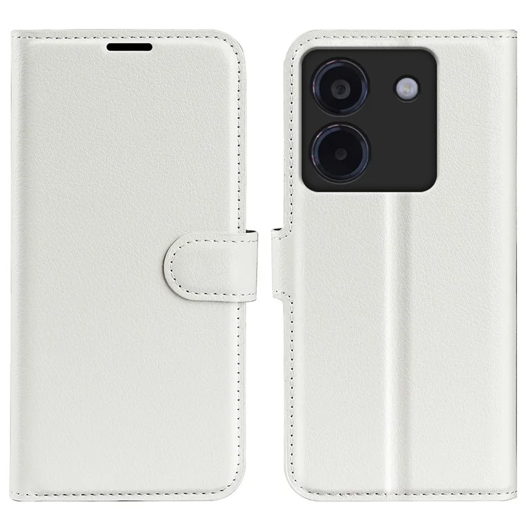 Für Xiaomi Poco M7 Pro 5G Hülle Litschitextur Stoßfeste Lederbrieftasche Handyhülle - Weiß