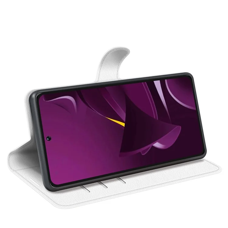 Für Xiaomi Poco M7 Pro 5G Hülle Litschitextur Stoßfeste Lederbrieftasche Handyhülle - Weiß