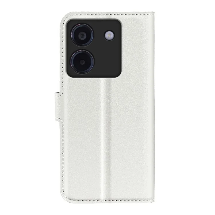 Für Xiaomi Poco M7 Pro 5G Hülle Litschitextur Stoßfeste Lederbrieftasche Handyhülle - Weiß