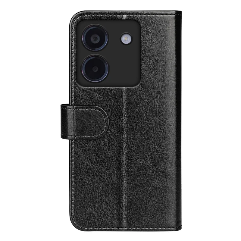Pour Xiaomi Poco M7 Pro 5G Étui Portefeuille Texture Crazy Horse Support Housse en Cuir pour Téléphone - Noir