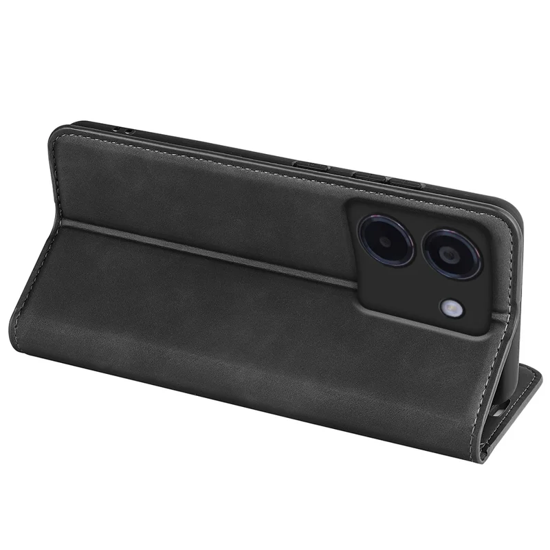 غطاء جلد مقاوم للانزلاق لهاتف Xiaomi Poco M7 Pro 5G، غطاء محفظة من الجلد الصناعي - أسود