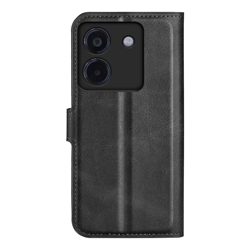 For Xiaomi Poco M7 Pro 5G Stand Case Anti-Scratch Calf Texture Leather Phone Cover - Black