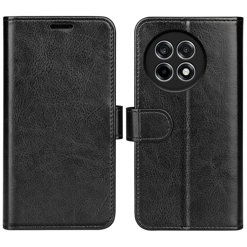 Cover a portafoglio in pelle per OnePlus Ace 5 Pro 5G, con texture "Crazy Horse" e supporto - Nero