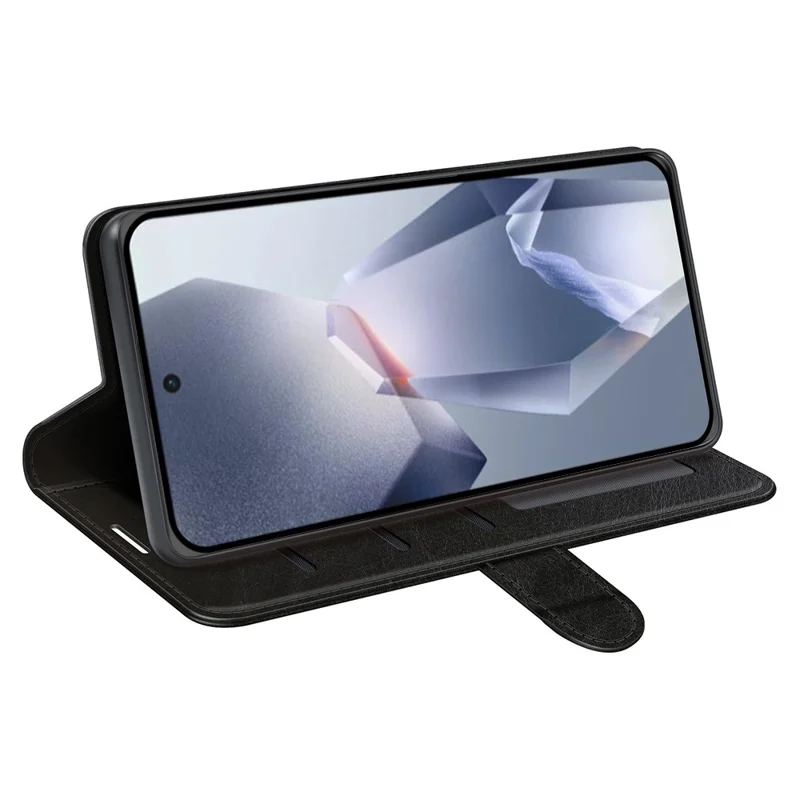 Cover a portafoglio in pelle per OnePlus Ace 5 Pro 5G, con texture "Crazy Horse" e supporto - Nero