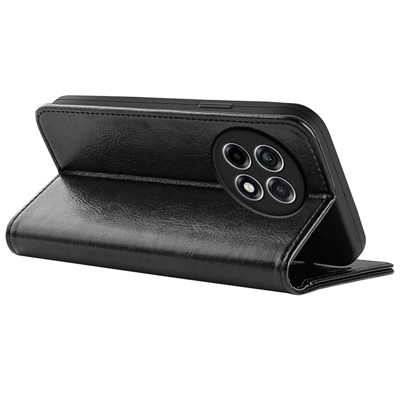 Cover a portafoglio in pelle per OnePlus Ace 5 Pro 5G, con texture "Crazy Horse" e supporto - Nero