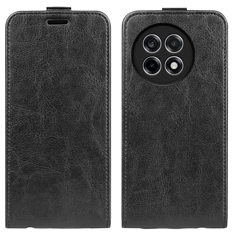 Custodia per OnePlus Ace 5 Pro 5G con alloggi per schede Flip verticale in pelle - Nero