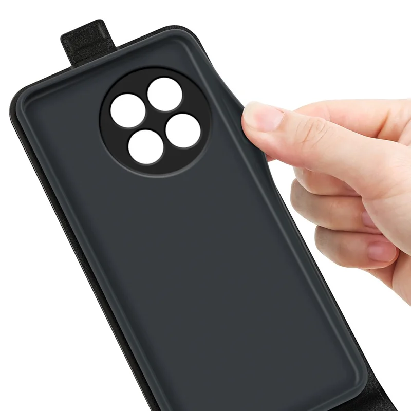 Custodia per OnePlus Ace 5 Pro 5G con alloggi per schede Flip verticale in pelle - Nero