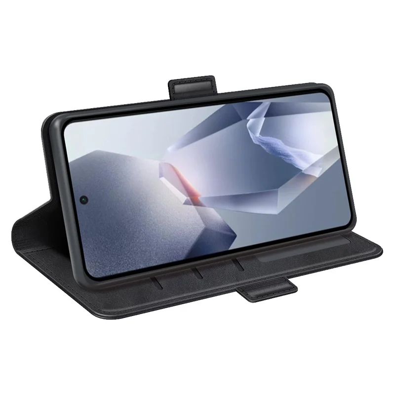 Cover del telefono in pelle con supporto per OnePlus Ace 5 Pro 5G - Portafogli con texture di vitello - Nero